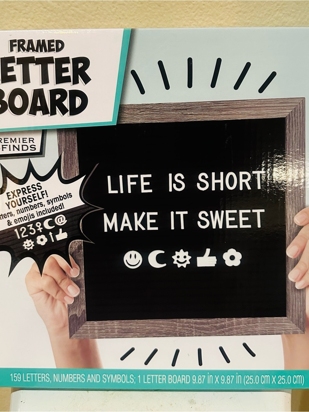 Frame Denim Black Letter Board with Gray Wood Frame